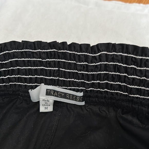 Black Cotton Midi Flared Skirt with White Buttons and White Stitches - Picture 8 of 8